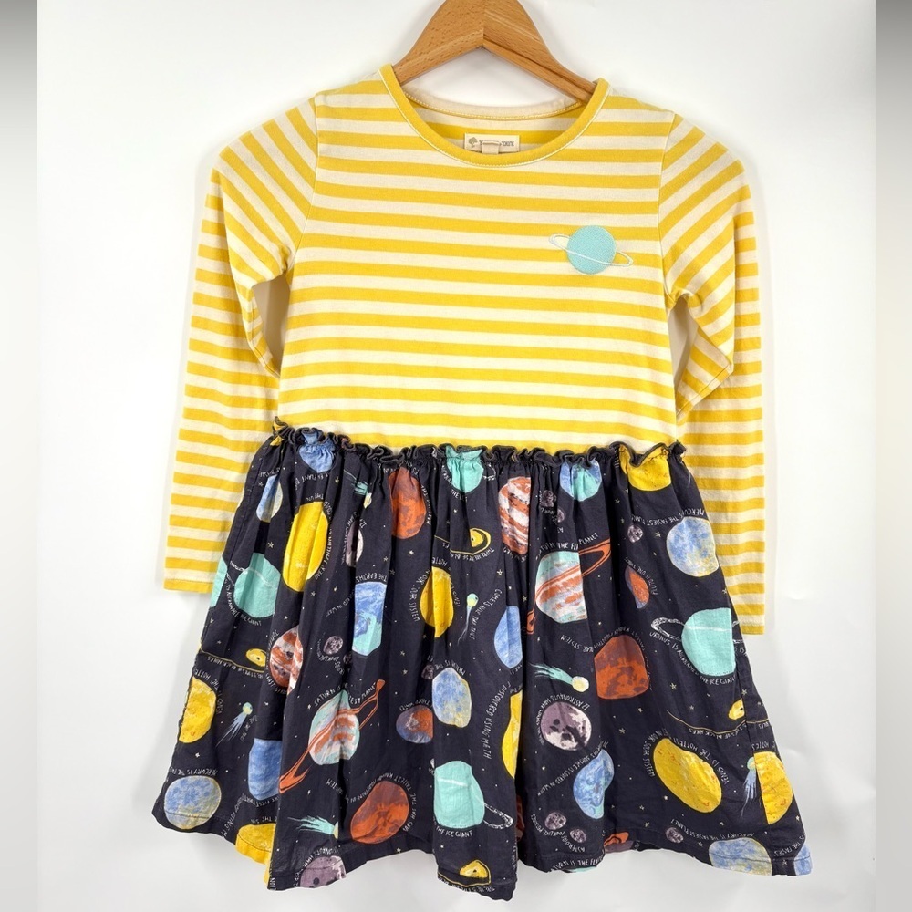 Tucker + Tate Yellow Striped Space Celestial Ruffle Dress - Girl’s Size 7